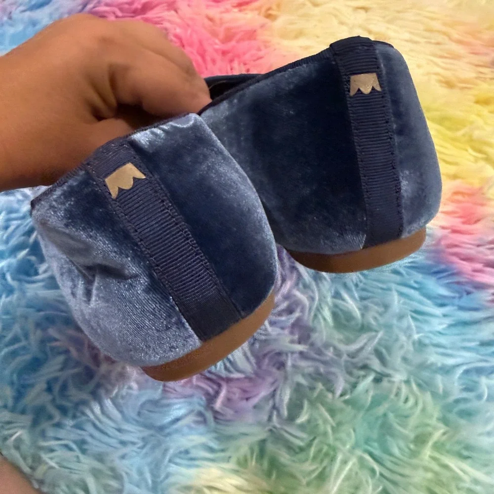 Birdies Starling Loafers Womens 7 Navy Blue Velvet Smoking Slippers‎